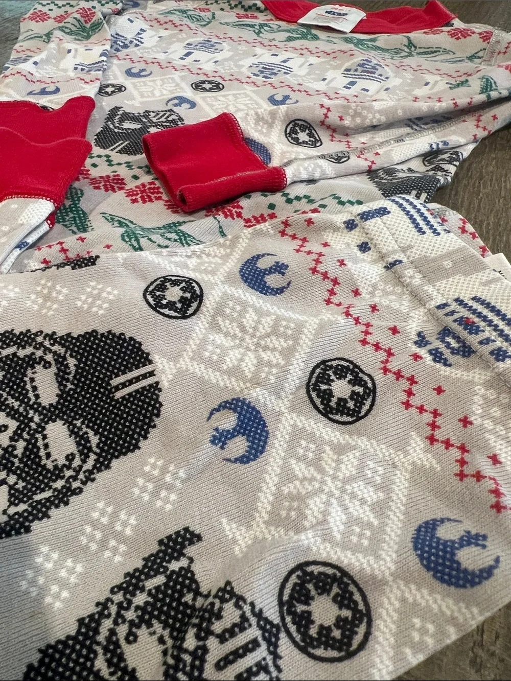 Kids Red Trim Star Wars Themed Holiday Pajama Set